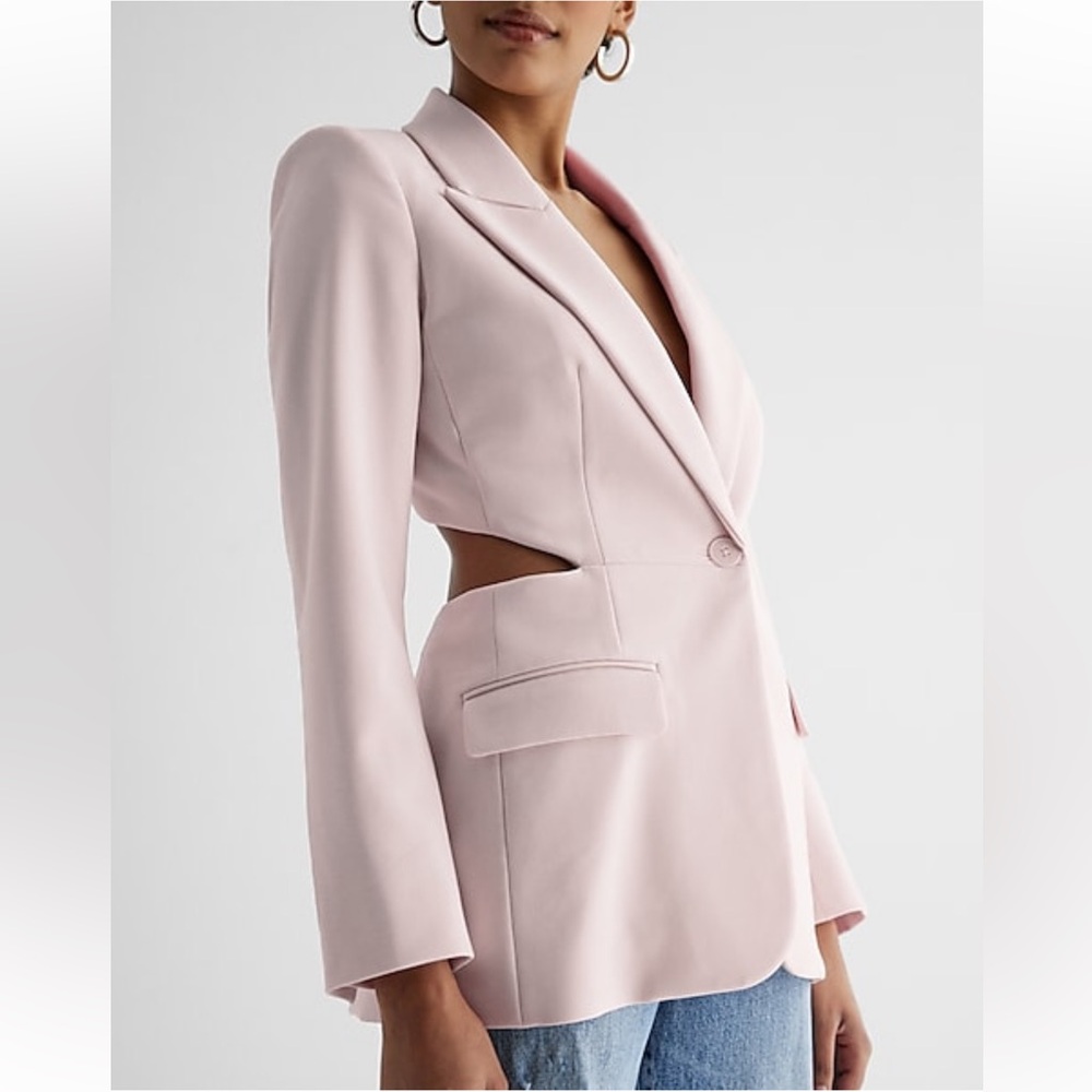 Express Blush Pink Tailored Single-Button Blazer … - image 1